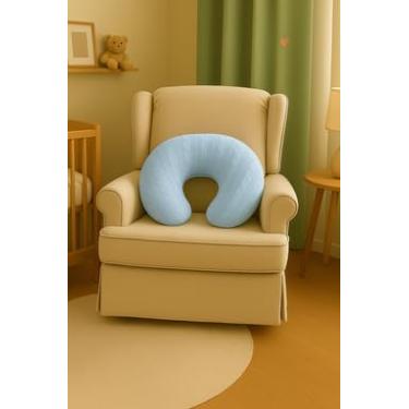 Imagem de Almofada de Amamentação Tricot Baby com Zíper – Anatômica em U, Hipoalergênica, Fibra Siliconada, Conforto para Mãe e Bebê Azul Bebê