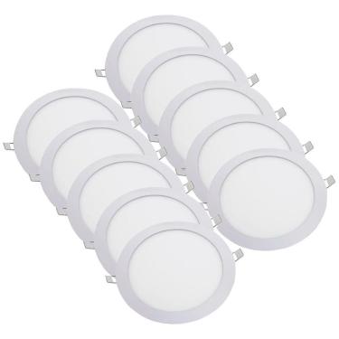 Imagem de Kit 10 Luminária Plafon Led Redondo Embutir 24W 6500K - Noll
