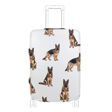 Imagem de Joisal Capas de mala de viagem protetoras de bagagem personalizadas laváveis para mulheres pastor alemão branco, P, serve para capa de 45 a 50 cm, Pastor alemão branco, L 26-28 in, Capa de mala