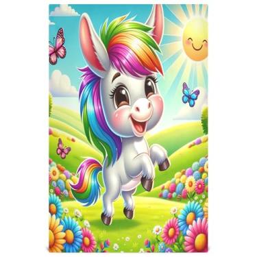 Imagem de Joisal Cute Hippie colorido burro bonito chá toalha de mão conjunto de toalhas de prato decoração de cozinha pano de limpeza macio absorvente 45 x 71 cm, 6 pacotes