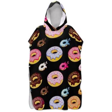 Imagem de Joisal Roupão de mudança de poncho de surfe plus size para praia Adul toalha com capuz floral colorido donuts ponchos adultos para mulheres