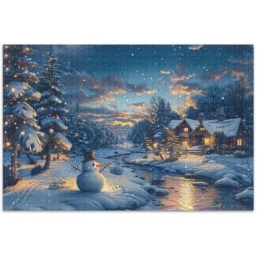 Imagem de Quebra-cabeças de boneco de neve para adultos, 1000 peças, animais, flores, arte, paisagem, presentes de elefantes brancos, 75 x 40 cm