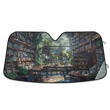 Imagem de Old and Art Bookshop Proteção solar para blocos de para-brisa de carro, raios UV, persiana de janela frontal de carro médio