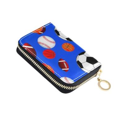 Imagem de Carteiras femininas pequenas com bloqueio de RFID, carteira de dinheiro com bolso para moedas, bolas esportivas azuis