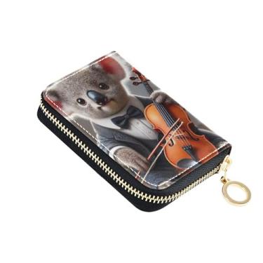 Imagem de Carteiras fofas com porta-cartões com bloqueio de RFID, zíper ao redor, carteira feminina de couro com zíper e porta-cartões e dinheiro, estampa de coala fofa, animal