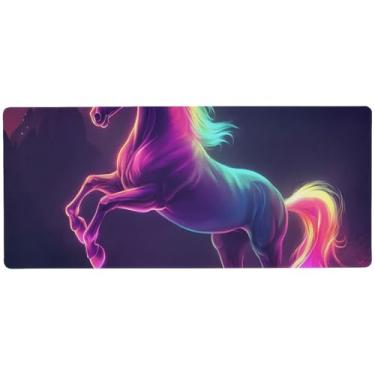 Imagem de Jump Unicorn Neon Gaming Desk Pad liso, mouse pad para jogos mesa grande, 90 x 39,9 cm, superfície durável para movimentos precisos do mouse, base antiderrapante