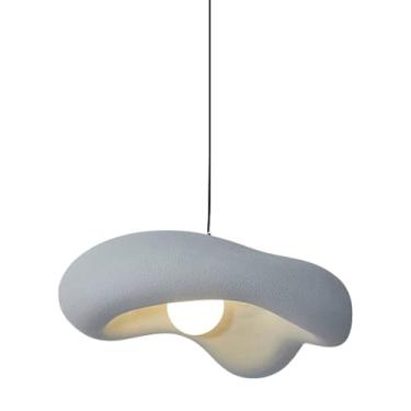 Imagem de Luminária pendente nórdica moderna em resina, com 1 lâmpada, estilo minimalista, ideal para escadas, bares, bancadas, salas de estar e jantar, e decoração de casa. Lâmpadas LED em resina.