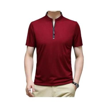 Imagem de 2025 Camisa polo masculina casual fashion cor sólida manga curta gola 