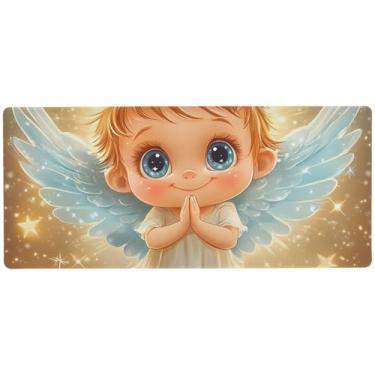 Imagem de Cute Angel Gold Gaming Pad para controle de precisão de mesa, mouse pad grande para jogos, 90 x 40 cm, mouse pad gamer