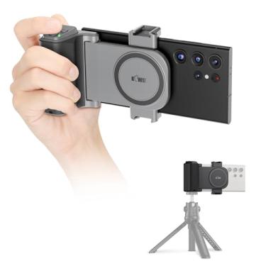 Imagem de KIWIFOTOS Alça para câmera de celular de viagem para smartphones com controle remoto e suporte de sapata fria para iPhone 17 16 Pro Max Samsung S24 S25 Selfie Vlog gravação de vídeo - cinza