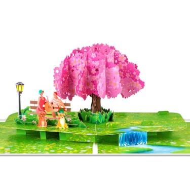 Imagem de GREETING ART Cartão pop-up de aniversário, flores de cerejeira 3D com casal, cartão de aniversário de casamento para esposa, marido, casal, presente ideal para namorados, aniversário romântico, dia