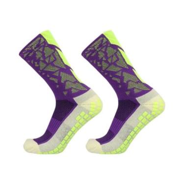 Imagem de Meias De Futebol Antiderrapantes Com Grip De Silicone - NONE, Roxo