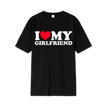 Imagem de Camiseta Engraçada Masculina 'Eu Amo Meu Namorado' Camiseta Feminina '