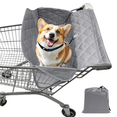Imagem de FALESOUL Capa de carrinho de compras portátil para cães com bolsa de armazenamento, amortecimento macio e confortável, presa com gancho e laço, tamanho universal, lavável na máquina para cães de