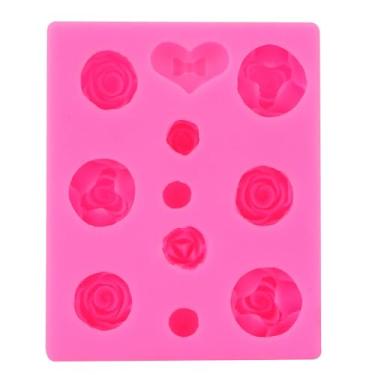 Imagem de Mini molde de silicone rosa rosa flexível design antiaderente para fondant chocolate doce e decoração de bolo faça você mesmo