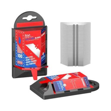 Imagem de Lâminas de faca utilitária, pacote com 100, para drywall, couro, borra