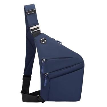 Imagem de Bolsa de peito masculina antifurto - Mochila de ombro único nas axilas, bolsa transversal segura, Ombro azul, One Size