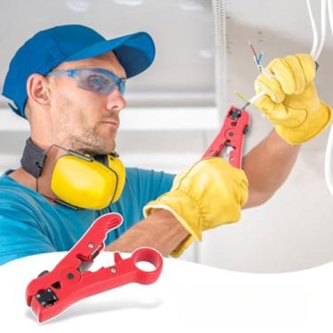 Imagem de Cortador de decapador de cabo universal, decapador de fios multifuncional para cabo de TV/UTP plano ou redondo, ferramenta de decapagem coaxial para cabo coaxial e de dados RG59 RG6 RG7 RG11