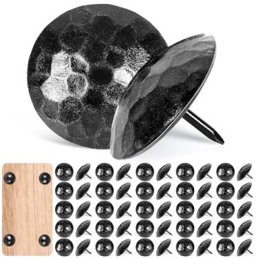 Imagem de 50 peças grandes cabeça redonda ferro clavos martelados pregos decorativos ferro preto antigo rústico clavos prendedores ornamentais para portas de madeira venezianas de fazenda vigas falsas portões