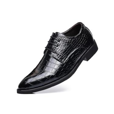 Imagem de Sapato social masculino retrô com estampa de crocodilo, moderno, formal, negócios, Oxford, casual, Preto, 41