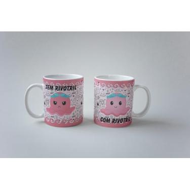 Imagem de Caneca Porcelana Polvo Bem Humorado E Mal Humorado Porcelana 325ML (COM RIVOTRIL E SEM RIVOTRIL)