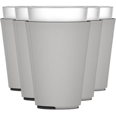 Imagem de TahoeBay Mangas de vidro em branco (pacote com 6) espuma isolante de 473 g Colapsável Cerveja Tapered Beverage Cup Holder Bar Isolador para Transferência Vinil HTV, Sublimação, DTF (Prata)
