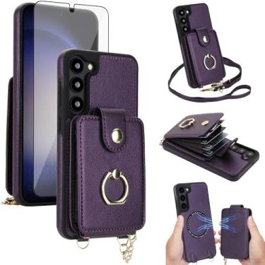 Imagem de Capa de telefone para Samsung Galaxy S23 5G capa carteira magnética destacável e protetor de tela anel suporte compatível com bloqueio de RFID MagSafe S 23 23S GS23 G5 SM-S911U 6,1 polegadas para