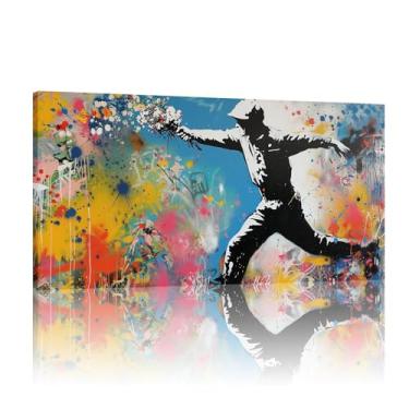Imagem de Banksy Canvas Home Street Art, Banksy Canvas, Banksy Graffiti Art Print, Pôster Banksy, Pôster de Impressão de Arte de Rua, Arte de Parede Colorida - (25 x 50 cm) 10 x 20 polegadas sem moldura