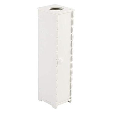 Imagem de Armário estreito de armazenamento de toalha de papel com prateleiras de armazenamento, armário de banheiro branco 16,5 x 19,7 x 67,5 polegadas (C x L x A)