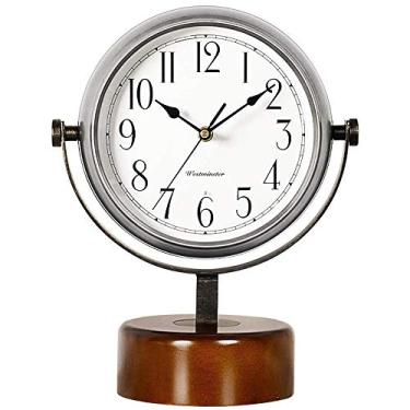 Imagem de Relógio de mesa, relógio de mesa retrô nórdico, relógio de cornija, relógio digital silencioso alimentado por bateria, adequado para decorar a sala de estar