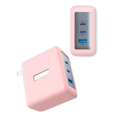 Imagem de FJIASTB Capa para carregador USB-C Anker Nano 100W, capa protetora de silicone macio para crianças, à prova de choque, à prova d'água (rosa)