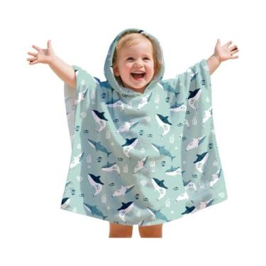 Imagem de Roupão De Banho Infantil Com Capuz Em Microfibra, Toalha De Praia E Pi