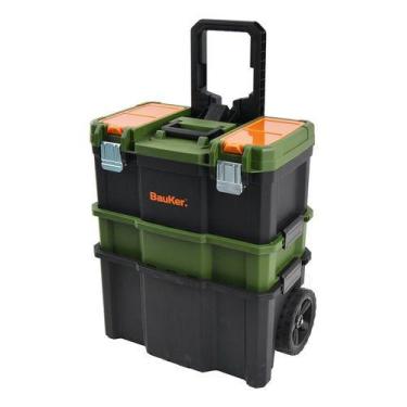 Imagem de Carrinho Maleta Ferramentas 3 Em 1 Com Rodas - Profissional - Bauker