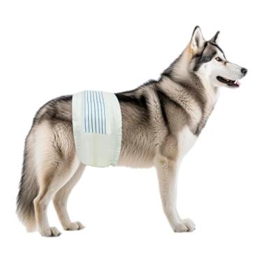 Imagem de BV Dog Wraps Masculino Grande(Cintura 21-26 Pol.) Super Absorvente-50 Unidades de Dog Wraps Masculino Descartáveis-Fraldas para Cães com Indicador de Umidade-Envoltórios Ajustáveis para Cães Masculino