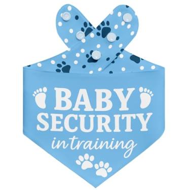 Imagem de THLOH Bandana Baby Security in Training Dog com botões de pressão – Lenço reversível de camada dupla para anúncio de bebê, revelação de gênero, fotos de família, ajuste ajustável, presente (azul