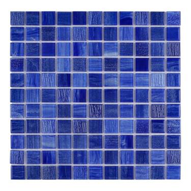 Imagem de Azulejos de mosaico de vidro, 5 folhas de azulejos de vidro para piscina, parede de chuveiro, spa, cozinha (azul, 4,84 m²)