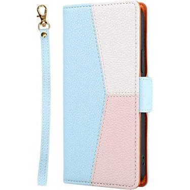 Imagem de MURVE Capa para iPhone 11/11Pro/11Pro Max, capa de telemóvel carteira flip de couro de alta qualidade com capa flip magnética e recurso de suporte com suporte para cartão (cor: azul, tamanho: 11pro