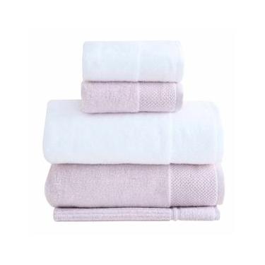 Imagem de Jogo de Toalhas Hannah Intense Air de Banho com 05 Peças Branco e Rosa - Buddemeyer