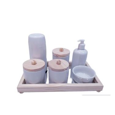 Imagem de Kit Higiene bebê porcelana menina menina maternidade bandeja espelhada