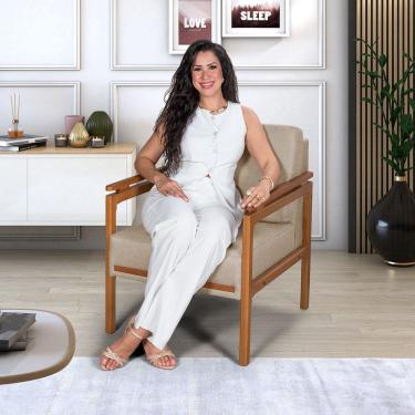 Imagem de Poltrona Montreal Estofada em Linho Premium Sala Recepção