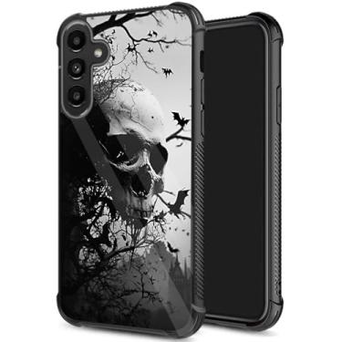 Imagem de JHYYTUJTYP Capa para Galaxy S25, textura de pneu antiderrapante, capa protetora de TPU macio à prova de choque e antiarranhões para Samsung Galaxy S25 6,2 polegadas 2025, caveira e morcegos