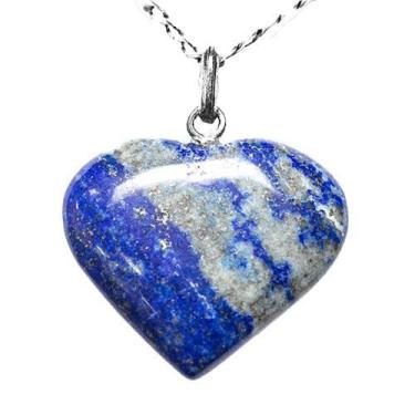 Imagem de Colar Coração Pedra Lapis Lazuli Pino e Perinha Prata 950 - Cristaisde