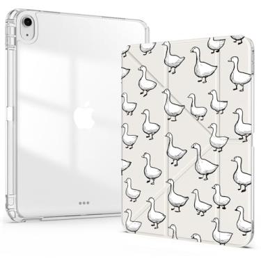 Imagem de Idocolors Linda capa para iPad 7ª/8ª/9ª geração, iPad de 10,2 polegadas, 2019/2020/2021, capa traseira de acrílico transparente com suporte para lápis, capa removível de vários ângulos dobrável em