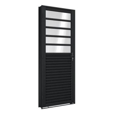 Imagem de Porta de Aço de Giro Mista com Travessa 215x85cm Aço Pronto Riobras Ab