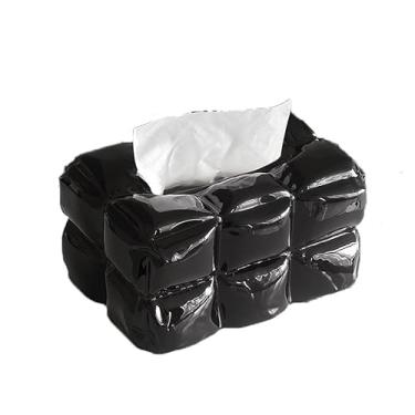 Imagem de Capa para caixa de lenços de papel Caixa de Papel Toalha Decoração Sala Estar Mesa Chá Ambiente para Fumantes(Preto)