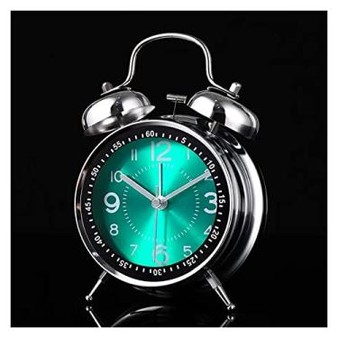 Imagem de x3anggyt5 Despertador para quarto, despertador duplo de 10 cm, despertador alto com luz de fundo para quarto, relógio de mesa operado por bateria (verde)