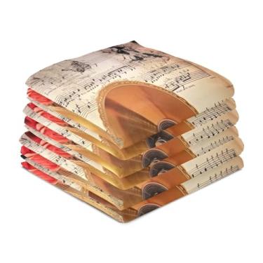 Imagem de Wassud Toalhas de cozinha vintage gramofone e rosas toalhas de prato de cozinha pacote com 6 panos de prato macios com laço para pendurar toalha de mão super absorvente de secagem rápida toalhas de