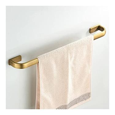 Imagem de Barra de toalha de banho, conjunto de acessórios de banheiro de bronze, suporte de rolo de papel higiênico escovado de latão antigo, anel de trilho de toalha de banho, suporte de toalha de roupão