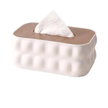 Imagem de Capa para caixa de lenços de papel Caixa de papel simples mesa com grande capacidade para guardar lenços e guardanapos na sala estar(Branco)