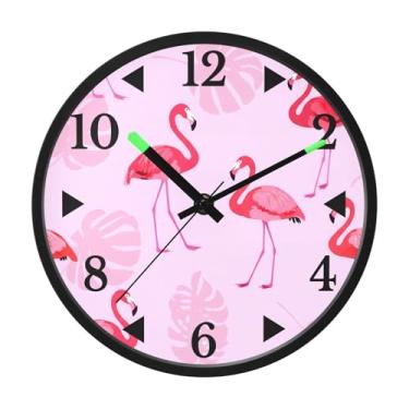 Imagem de STAYTOP Relógio de parede LED Flaming Bird and Leaves para quarto com brilho noturno, relógios de parede silenciosos de 30 cm para decoração de sala de estar, controle de som, relógio de parede